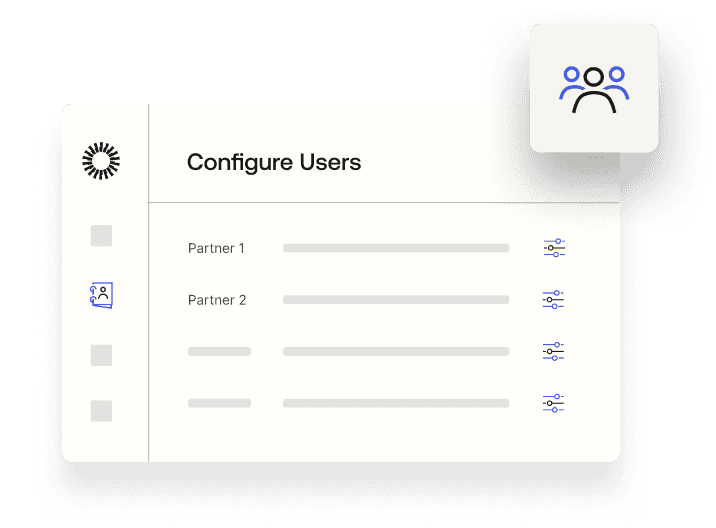 Secure partner access interface showing how to configure users.