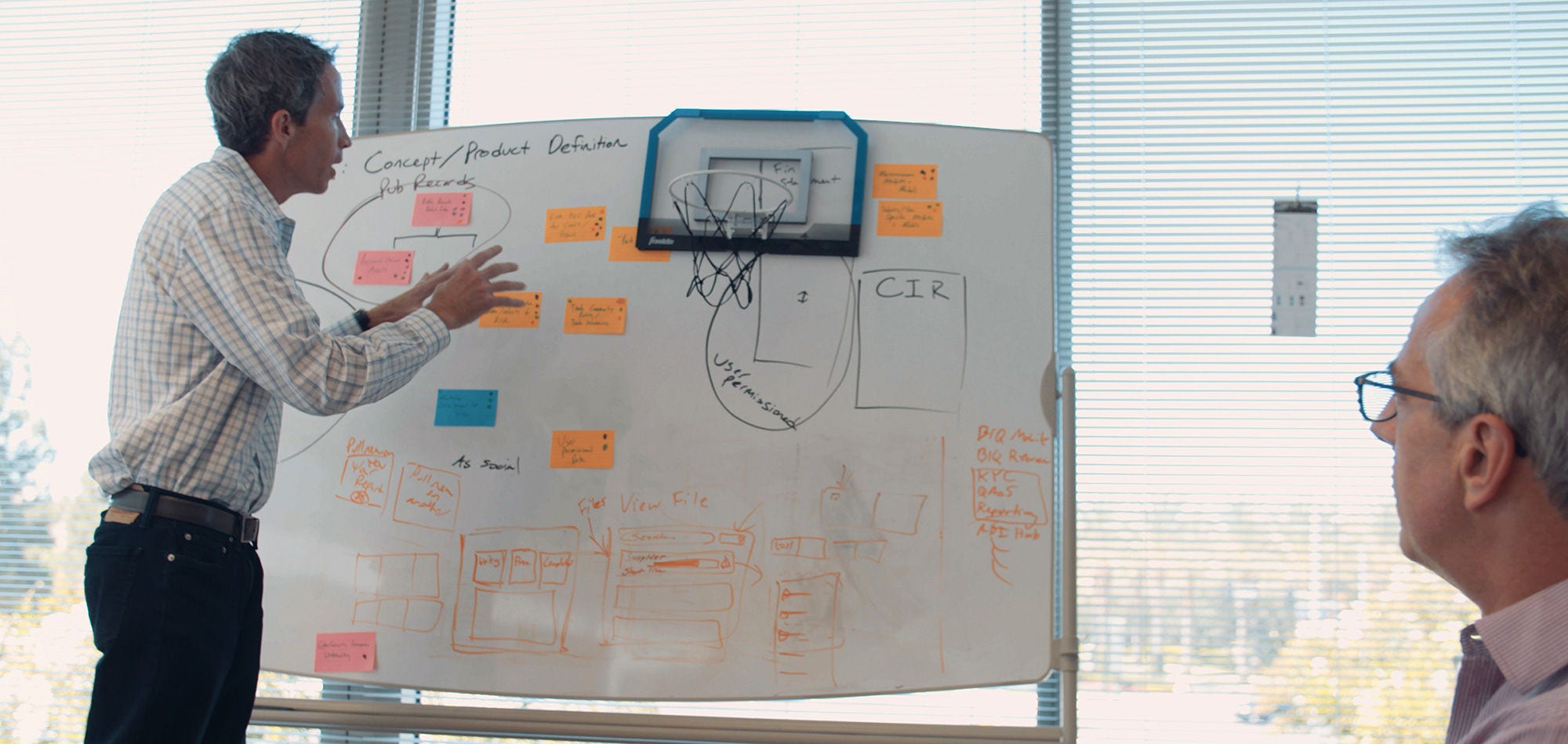 office worker at a whiteboard