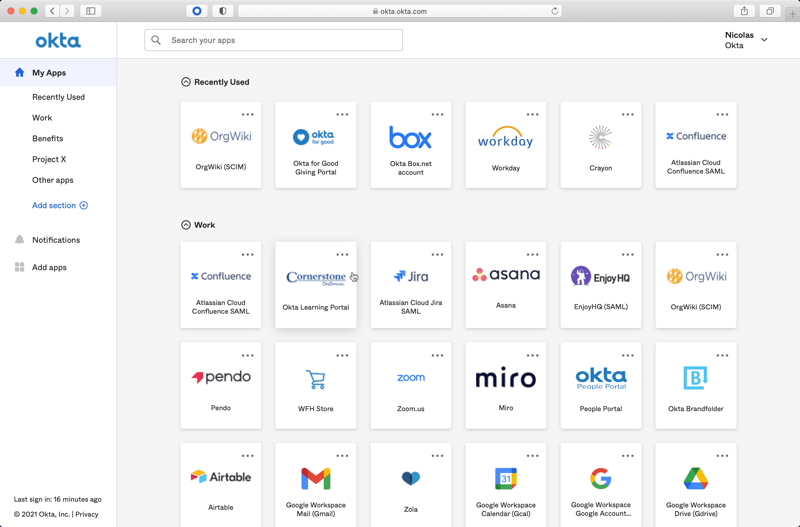 Okta Redesigned End User Dashboard app cards