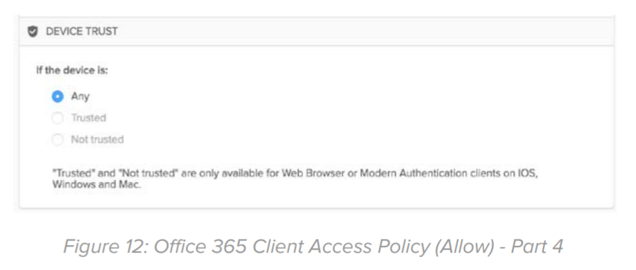 Figure 12: Office 365 Client Access Policy (Allow) - Part 4.