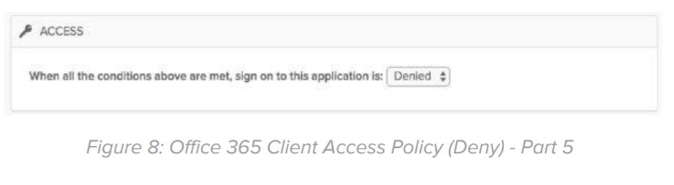 Figure 8: Office 365 Client Access Policy (Deny) - Part 5.