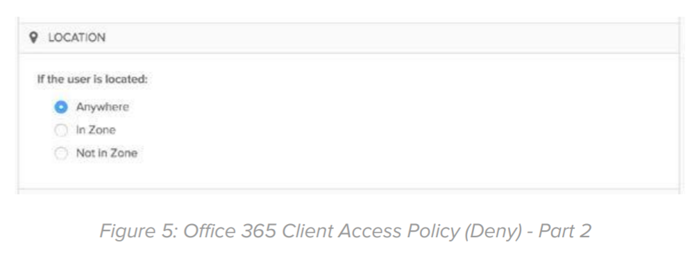 Figure 5: Office 365 Client Access Policy (Deny) - Part 2.
