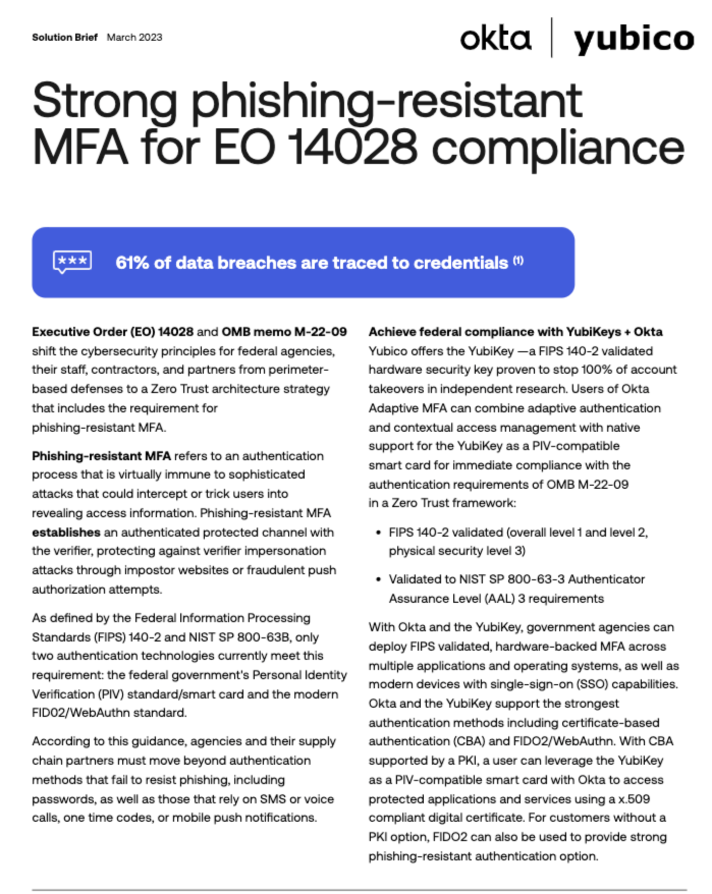 Strong phishing-resistant MFA for EO 14028 compliance