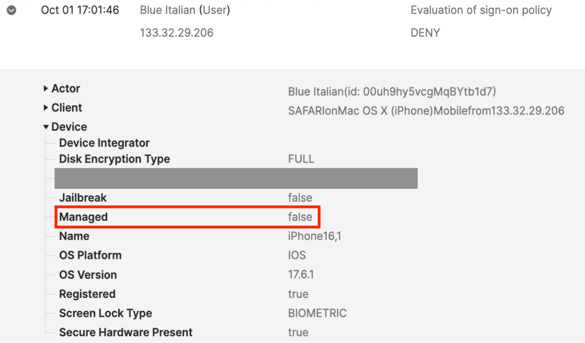 iOS device access control using Intune.