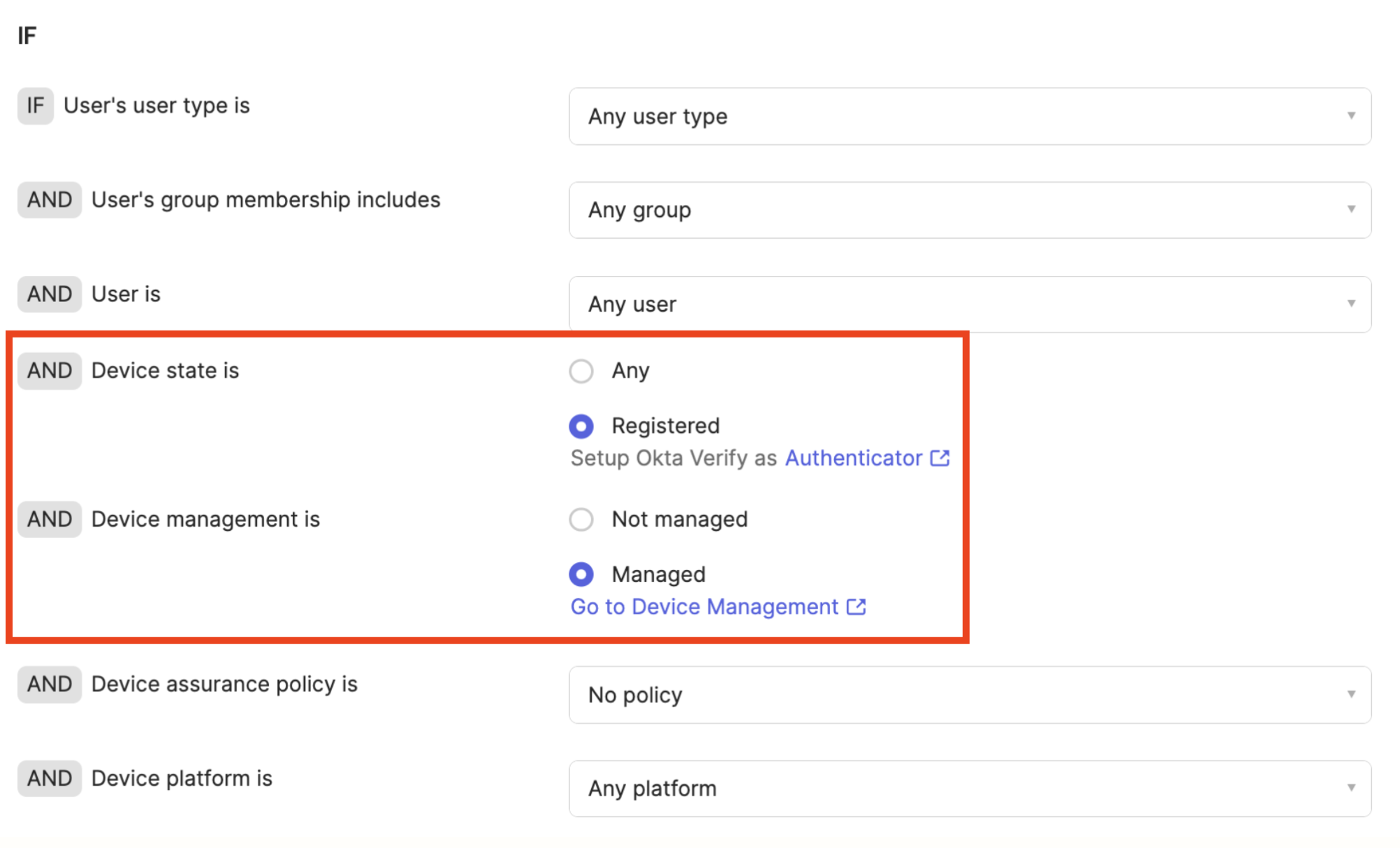 iOS device access control using Intune.