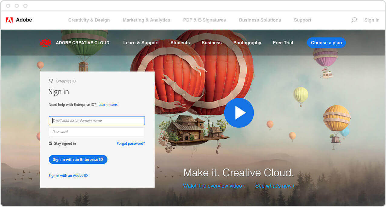 free adobe creative cloud login