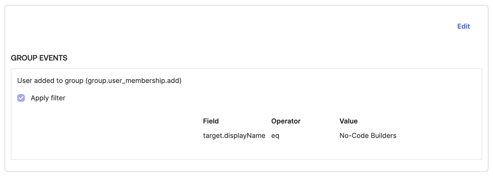Event hook filter